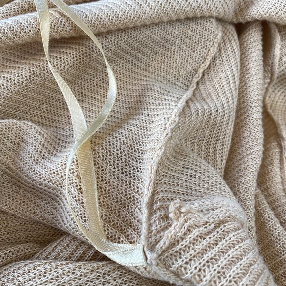 Lauren Ralph Lauren Buttery Tan Beige Ruffled Hi Lo Knit Cardigan One Size - Picture 11 of 12